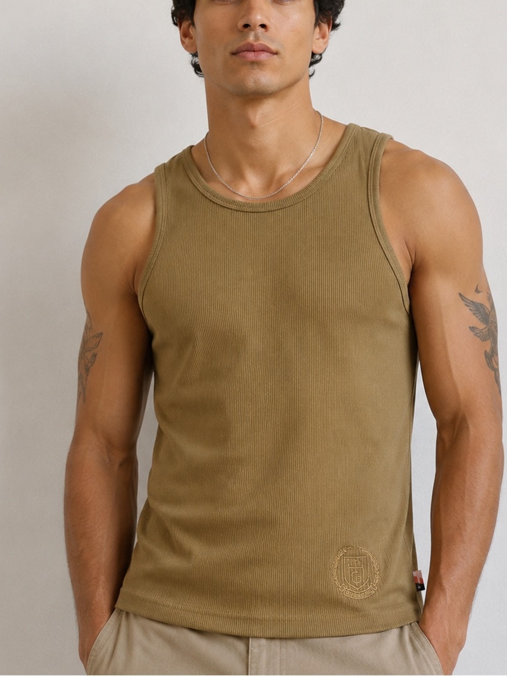 Honor The Gift Crest Ribbed Tank Top‎ Khaki Size Small NWT Streetwear